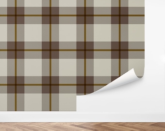 Custom Plaid Peel and Stick Wallpaper, Removable Wallpaper - Ginger Vichy Wallpaper by Love vs. Design