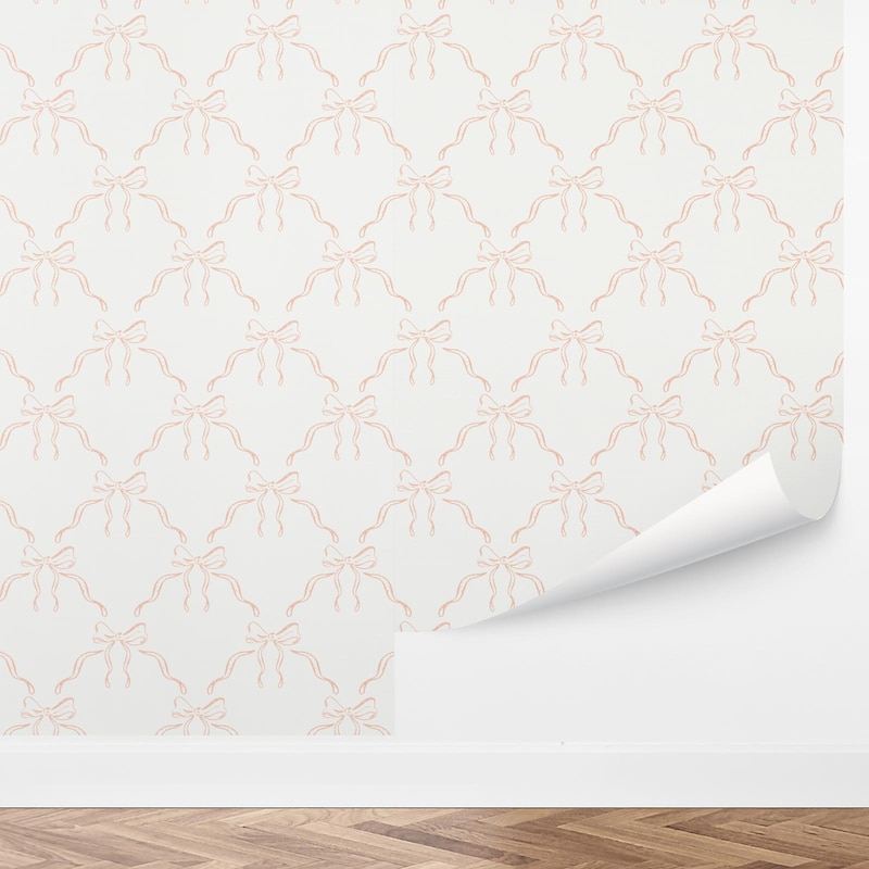 Pink Bow Wallpaper Bedroom - Etsy
