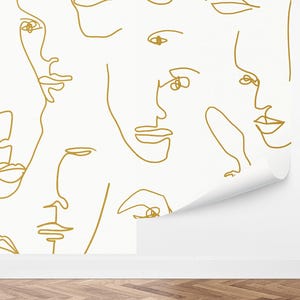 Custom Abstract Peel and Stick Wallpaper, Removable Wallpaper - Abstract Faces Wallpaper by Love vs. Design