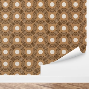 Custom Mid-Century Peel and Stick Wallpaper, Removable Wallpaper - Midcentury Waves Wallpaper by Love vs. Design