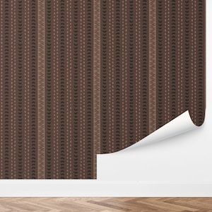 True North Wallpaper, Tribal Stripe Boho, African Geometric, Brown Modern Farmhouse Mudcloth, by Love Vs Design