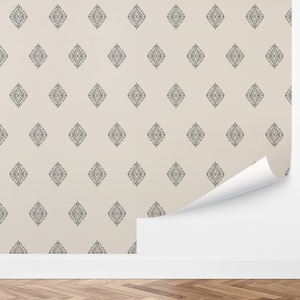 Custom Boho Print Peel and Stick Wallpaper, Removable Wallpaper - Aztec Diamonds Wallpaper by Love vs. Design