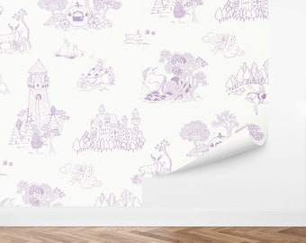 Custom Kids Peel and Stick Wallpaper, Removable Wallpaper - Fairytale Wonderland Wallpaper by Love vs. Design