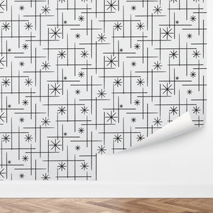 Custom Mid-Century Peel and Stick Wallpaper, Removable Wallpaper - Retro Kitchen Wallpaper by Love vs. Design