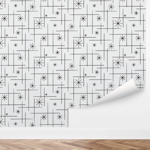 Custom Mid-Century Peel and Stick Wallpaper, Removable Wallpaper - Retro Kitchen Wallpaper by Love vs. Design