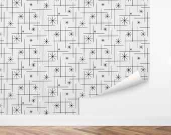 Custom Mid-Century Peel and Stick Wallpaper, Removable Wallpaper - Retro Kitchen Wallpaper by Love vs. Design
