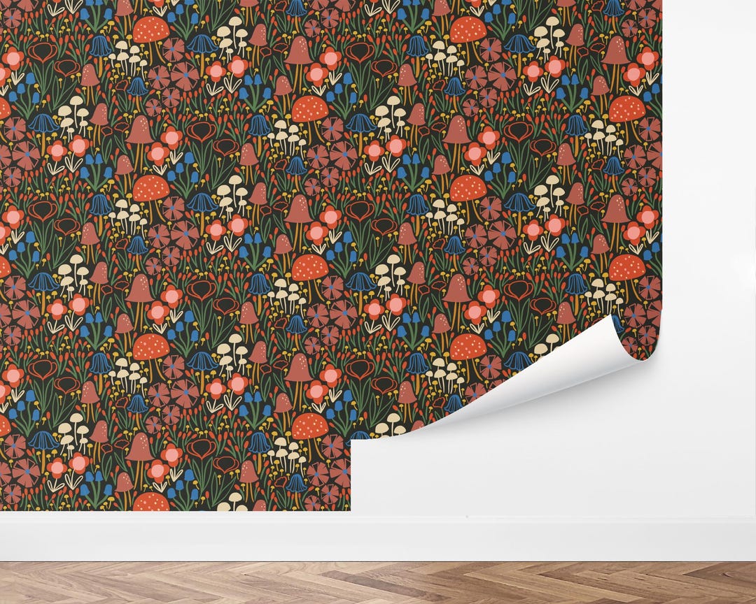 Custom Kids Peel and Stick Wallpaper, Removable Wallpaper - Mushroom ...