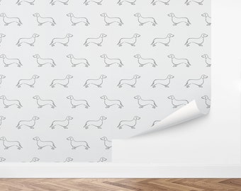 Custom Pets Peel and Stick Wallpaper, Removable Wallpaper - Little Dachshund Wallpaper by Love vs. Design