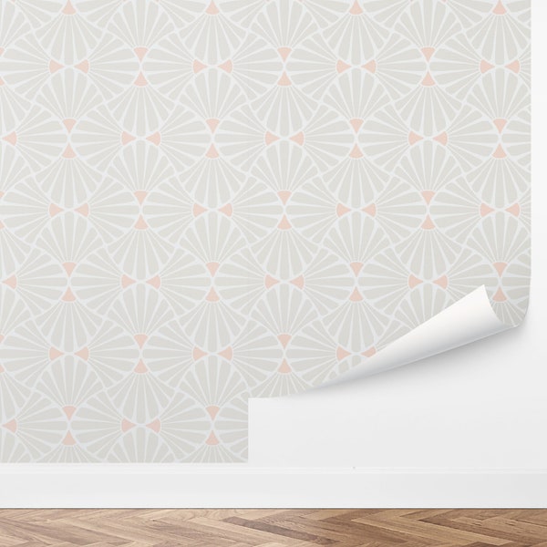 Art Deco Daisy Wallpaper | Art Deco, Arts & Crafts, Geometric, Floral, Antique, Bedroom, Office  | Peel and Stick, Removable, Custom Color