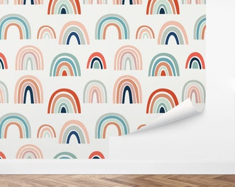 May include: A white background with a repeating pattern of colorful rainbows. The rainbows are in various sizes and are made up of red, orange, yellow, green, blue, indigo, and violet.