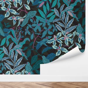 Custom Tropical Peel and Stick Wallpaper, Removable Wallpaper - Dark Forest Wallpaper by Love vs. Design
