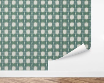 Custom Plaid Peel and Stick Wallpaper, Removable Wallpaper - Ikat Plaid Wallpaper by Love vs. Design