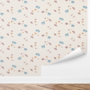 Custom Kids Peel and Stick Wallpaper, Removable Wallpaper - Colorful Butterflies Wallpaper by Love vs. Design