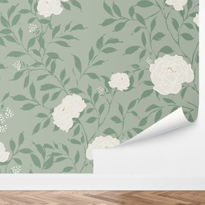 Custom Floral Peel and Stick Wallpaper, Removable Wallpaper - Pretty Peonies by Love vs. Design