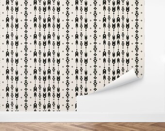 Custom Boho Peel and Stick Wallpaper, Removable Wallpaper - Geometric Stamps by Love vs. Design