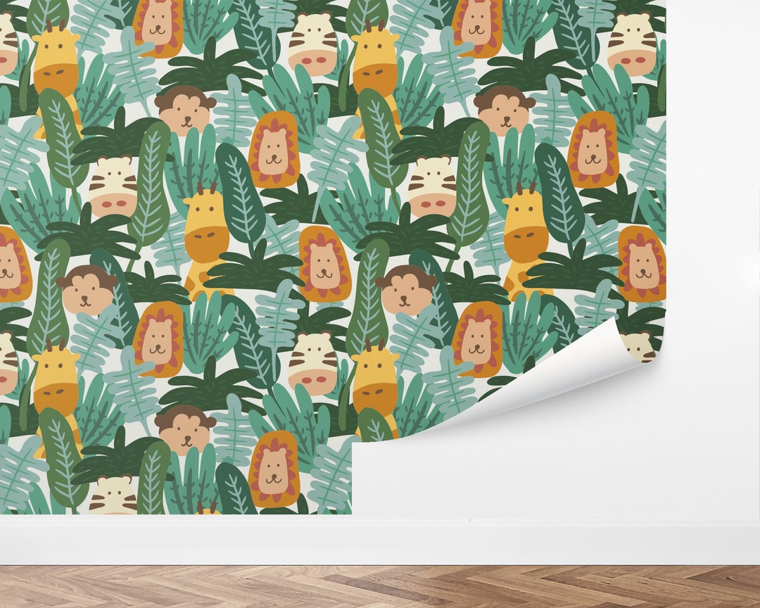 Custom Kids Peel and Stick Wallpaper, Removable Wallpaper - Safari Fun ...