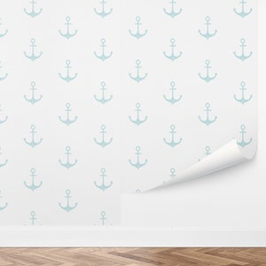 Custom Nursery Peel and Stick Wallpaper, Removable Wallpaper - Anchors Away Wallpaper by Love vs. Design