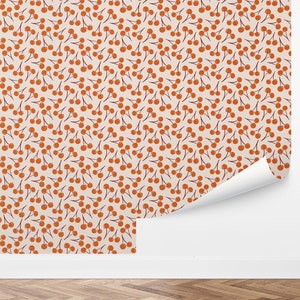 Cheery Cherries Wallpaper | Kids Room, Cherry, Fruit, Cute, Playful, Sweet, Fun, Girls Room | Peel and Stick, Removable, Custom Color