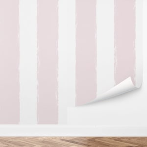 Custom Striped Peel and Stick Wallpaper, Removable Wallpaper - Brushy Stripe Wallpaper by Love vs. Design