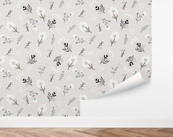 Custom Floral Peel and Stick Wallpaper, Removable Wallpaper - Nordic Garden Wallpaper by Love vs. Design