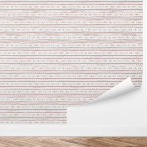 Wicker Reeds Wallpaper | Stripes, Tribal, Boho, Earthy, Stitching, Lined, Handdrawn, Mudcloth | Peel and Stick, Removable, Custom Color