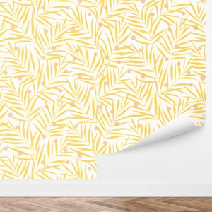 Custom Palm Peel and Stick Wallpaper, Removable Wallpaper - Bright Fronds Wallpaper by Love vs. Design