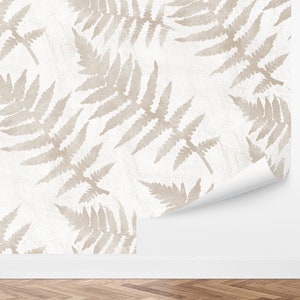 Custom Botanical Peel and Stick Wallpaper, Removable Wallpaper - Fern Leaves Wallpaper by Love vs. Design