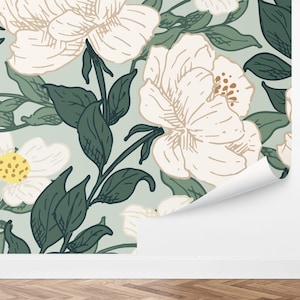Custom Floral Peel and Stick Wallpaper, Removable Wallpaper - Wild Peony by Love vs. Design