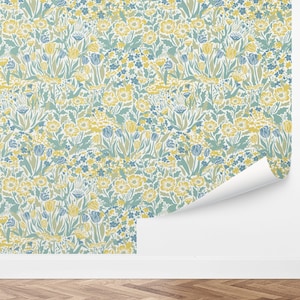 Custom Floral Peel and Stick Wallpaper, Removable Wallpaper - Prairie Floral by Love vs. Design