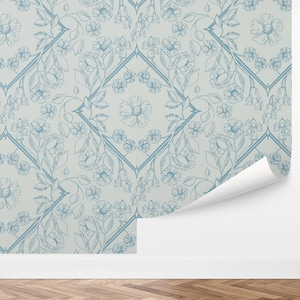 Custom Floral Peel and Stick Wallpaper, Removable Wallpaper - Blossoming Diamond by Love vs. Design