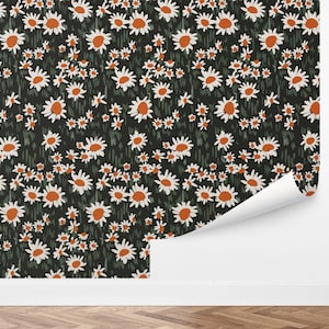 Custom Floral Peel and Stick Wallpaper, Removable Wallpaper - Dear Daisy by Love vs. Design