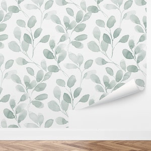 Custom Botanical Peel and Stick Wallpaper, Removable Wallpaper - Enchanting Eucalyptus Wallpaper by Love vs. Design
