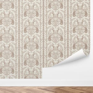 Custom Bird Peel and Stick Wallpaper, Removable Wallpaper - Classic Peacock Wallpaper by Love vs. Design