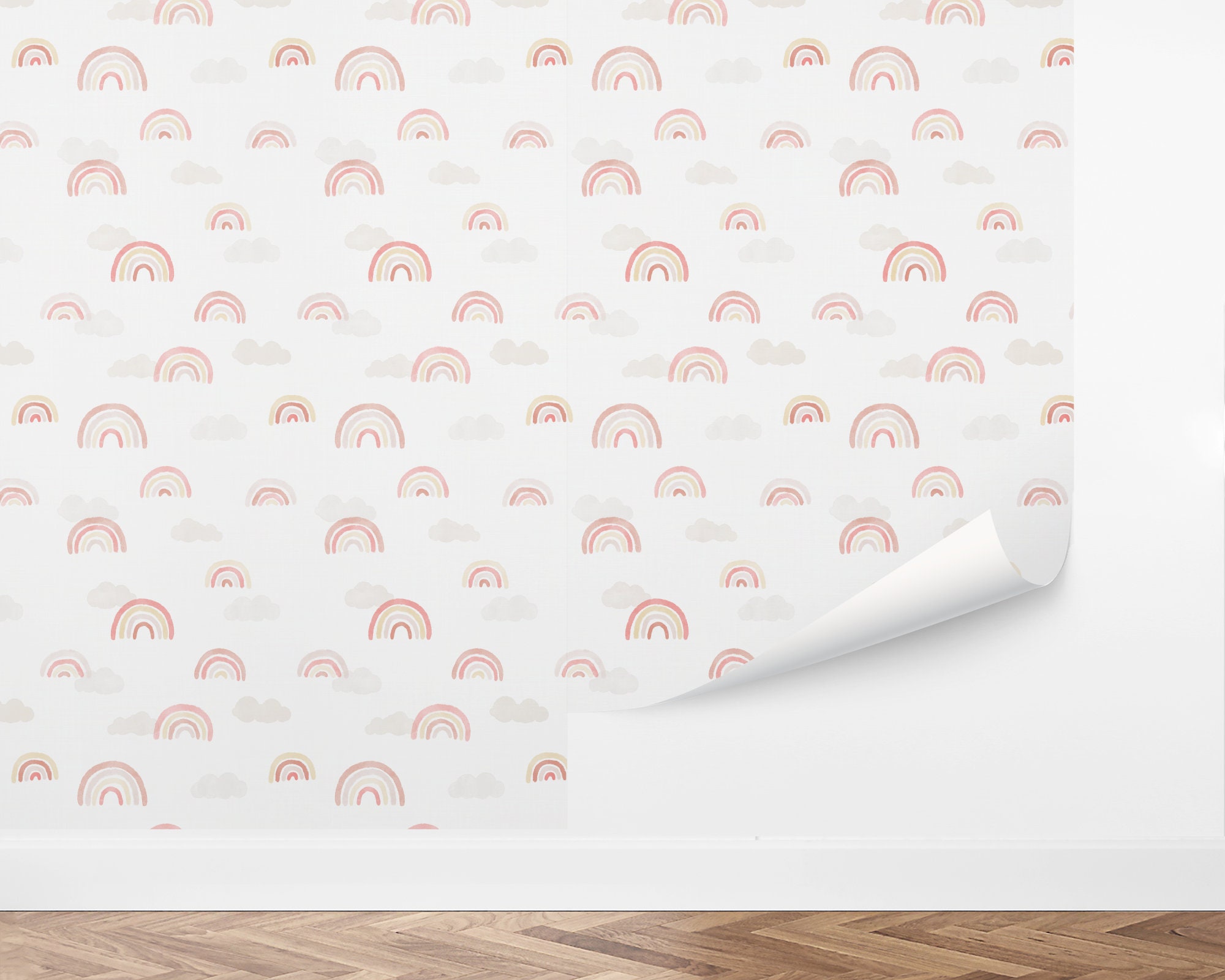 Custom Kids Peel and Stick Wallpaper, Removable Wallpaper - Rainbow Sky ...