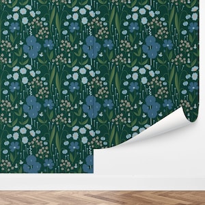 Custom Floral Peel and Stick Wallpaper, Removable Wallpaper - Wildflower Meadow by Love vs. Design