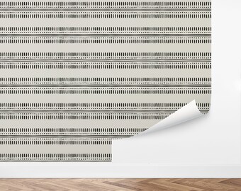 Custom Boho Peel and Stick Wallpaper, Removable Wallpaper - Painted Mudcloth by Love vs. Design