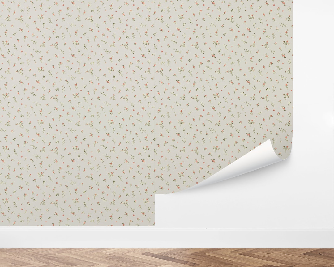 Custom Botanical Peel and Stick Wallpaper, Removable Wallpaper Itsy Ditsy Flowers Wallpaper by
