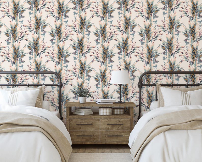 Custom Abstract Peel and Stick Wallpaper, Removable Wallpaper Pampas