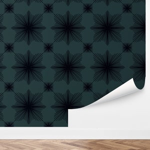 Vintage Bursts Wallpaper, Peel and Stick, Retro Starburst, Mid-Century Modern Wall Art, by Love Vs Design