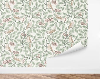 Custom Bird Peel and Stick Wallpaper, Removable Wallpaper - Bird Song Wallpaper by Love vs. Design