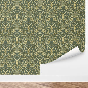 Custom Damask Peel and Stick Wallpaper, Removable Wallpaper - Iris Nouveau Wallpaper by Love vs. Design