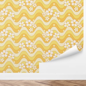Custom Floral Peel and Stick Wallpaper, Removable Wallpaper - Groovy Floral by Love vs. Design