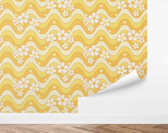 Custom Floral Peel and Stick Wallpaper, Removable Wallpaper - Groovy Floral by Love vs. Design