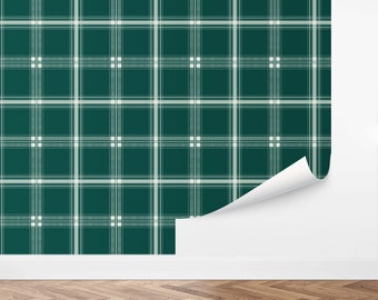 Custom Plaid Peel and Stick Wallpaper, Removable Wallpaper - Prep Plaid Wallpaper by Love vs. Design