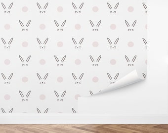 Custom Kids Peel and Stick Wallpaper, Removable Wallpaper - Sweet Bunny Wallpaper by Love vs. Design