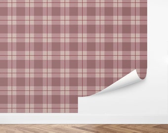 Custom Plaid Peel and Stick Wallpaper, Removable Wallpaper - Twill Checks Wallpaper by Love vs. Design