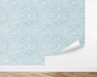 Custom Floral Peel and Stick Wallpaper, Removable Wallpaper - Budding Mandala Wallpaper by Love vs. Design