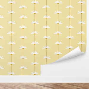 Custom Floral Peel and Stick Wallpaper, Removable Wallpaper - Daisy Lines by Love vs. Design