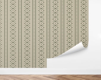 Custom Geometric Peel and Stick Wallpaper, Removable Wallpaper - Western Weavings Wallpaper by Love vs. Design