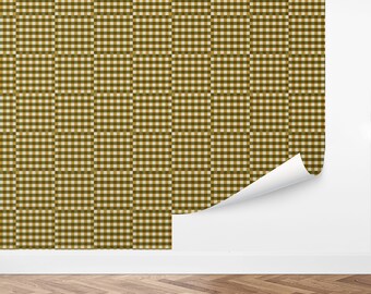 Custom Plaid Peel and Stick Wallpaper, Removable Wallpaper - Lula Grid Wallpaper by Love vs. Design